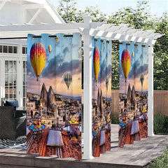 Aperturee - Aperturee Turkey City View Waterproof Printed Outdoor Curtains