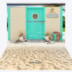 Aperturee - Aperturee Turquoise Beach Hut Seaside Escape Combo Set Backdrop Summer Party Photography Decor