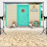 Aperturee - Aperturee Turquoise Beach Hut Seaside Escape Combo Set Backdrop Summer Party Photography Decor