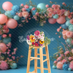 Aperturee - Aperturee Turquoise Blue Floral Balloon Arch Wedding Backdrop