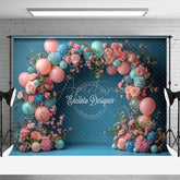 Aperturee - Aperturee Turquoise Blue Floral Balloon Arch Wedding Backdrop