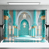 Aperturee - Aperturee Turquoise Grey Hall Lights Architecture Backdrop