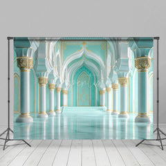 Aperturee - Aperturee Turquoise Light Grey Vibe Hall Architecture Backdrop