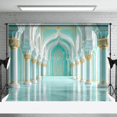 Aperturee - Aperturee Turquoise Light Grey Vibe Hall Architecture Backdrop