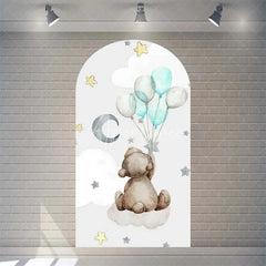 Aperturee - Aperturee Twinkle Little Star Teddy Bear Arch Backdrop We Can Bearly Wait for Baby Shower Moon and Clouds Party Decor