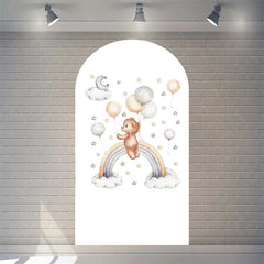 Aperturee - Aperturee Twinkle Little Star Teddy Bear Arch Backdrop We Can Bearly Wait for Baby Shower Moon and Clouds Party Decor