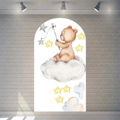 Aperturee - Aperturee Twinkle Little Star Teddy Bear Arch Backdrop We Can Bearly Wait for Baby Shower Moon and Clouds Party Decor