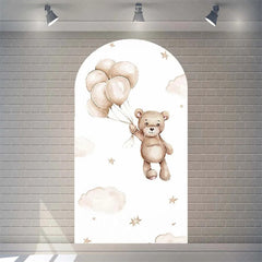 Aperturee - Aperturee Twinkle Little Star Teddy Bear Arch Backdrop We Can Bearly Wait for Baby Shower Moon and Clouds Party Decor
