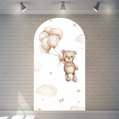 Aperturee - Aperturee Twinkle Little Star Teddy Bear Arch Backdrop We Can Bearly Wait for Baby Shower Moon and Clouds Party Decor