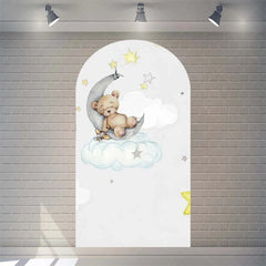 Aperturee - Aperturee Twinkle Little Star Teddy Bear Arch Backdrop We Can Bearly Wait for Baby Shower Moon and Clouds Party Decor