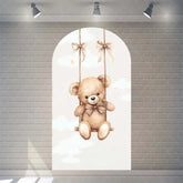 Aperturee - Aperturee Twinkle Little Star Teddy Bear Arch Backdrop We Can Bearly Wait for Baby Shower Moon and Clouds Party Decor