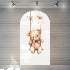 Aperturee - Aperturee Twinkle Little Star Teddy Bear Arch Backdrop We Can Bearly Wait for Baby Shower Moon and Clouds Party Decor