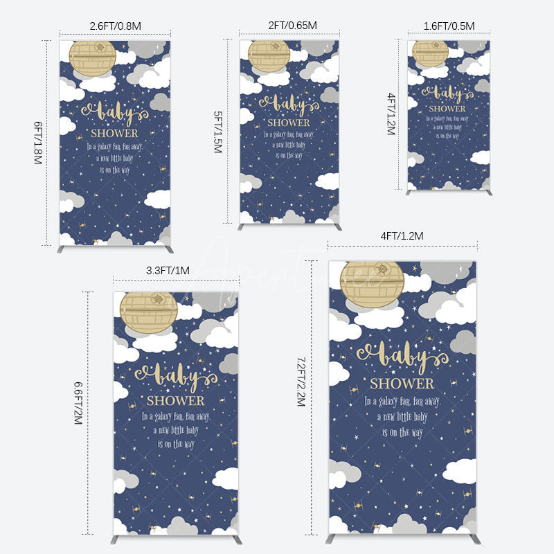 Aperturee - Aperturee Twinkle Moonlight Night Baby Shower Rectangle Backdrop