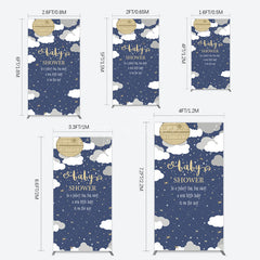 Aperturee - Aperturee Twinkle Moonlight Night Baby Shower Rectangle Backdrop