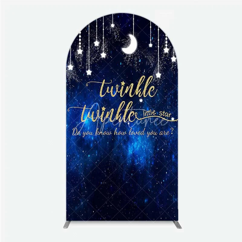 Aperturee - Aperturee Twinkle Twinkle Little Star Arch Backdrop Blue Galaxy Moon and Stars Baby Shower Decoration