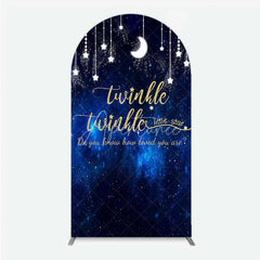 Aperturee - Aperturee Twinkle Twinkle Little Star Arch Backdrop Blue Galaxy Moon and Stars Baby Shower Decoration