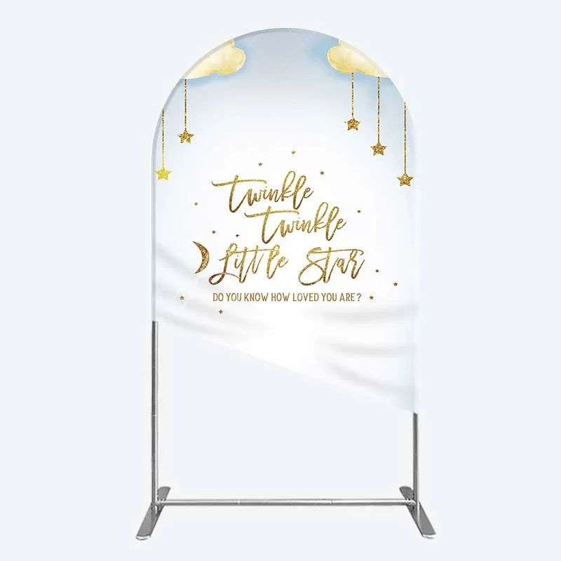 Aperturee - Aperturee Twinkle Twinkle Little Star Arch Backdrop Gold Moon and Clouds Baby Shower Decoration