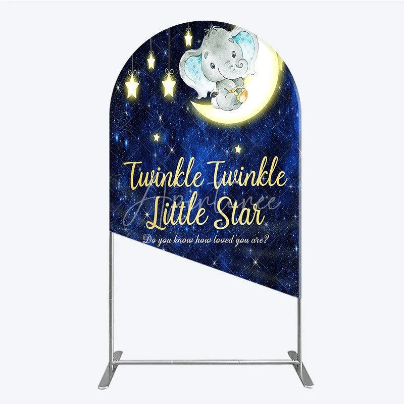 Aperturee - Aperturee Twinkle Twinkle Little Star Elephant Arch Backdrop Moon and Stars Baby Shower Party Cover