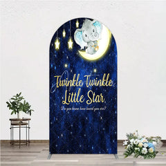 Aperturee - Aperturee Twinkle Twinkle Little Star Elephant Arch Backdrop Moon and Stars Baby Shower Party Cover