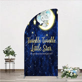Aperturee - Aperturee Twinkle Twinkle Little Star Elephant Half Moon Arch Backdrop Moon and Stars Baby Shower Party Cover