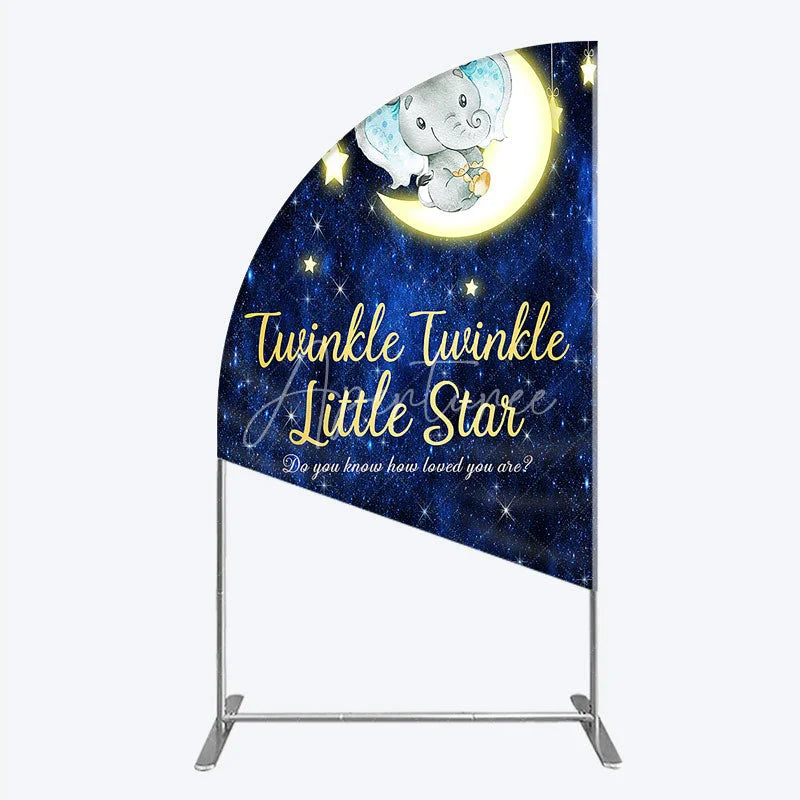 Aperturee - Aperturee Twinkle Twinkle Little Star Elephant Half Moon Arch Backdrop Moon and Stars Baby Shower Party Cover