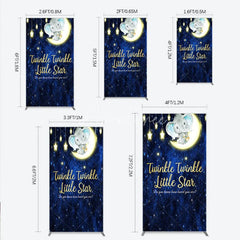 Aperturee - Aperturee Twinkle Twinkle Little Star Elephant Rectangle Backdrop Moon and Stars Baby Shower Party Cover