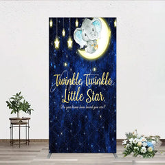 Aperturee - Aperturee Twinkle Twinkle Little Star Elephant Rectangle Backdrop Moon and Stars Baby Shower Party Cover
