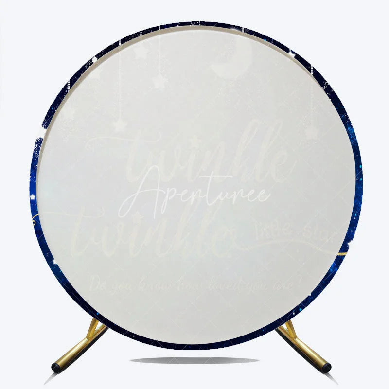 Aperturee - Aperturee Twinkle Twinkle Little Star Galaxy Round Backdrop Navy Blue Night Sky Moon and Stars Party Cover