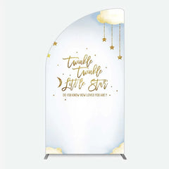 Aperturee - Aperturee Twinkle Twinkle Little Star Half Moon Arch Backdrop Gold Moon and Clouds Baby Shower Decoration