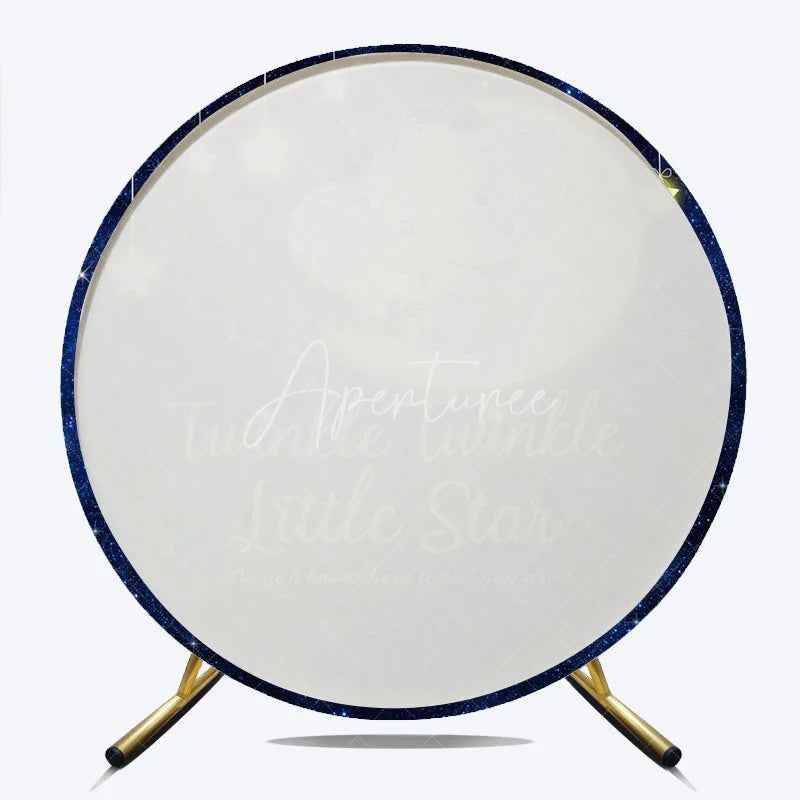 Aperturee - Aperturee Twinkle Twinkle Little Star Round Backdrop Elephant on Moon Starry Night Background Baby Shower Nursery Party Decor