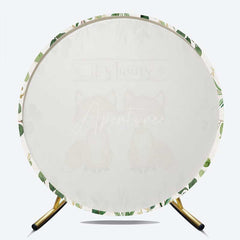 Aperturee Aperturee Twins Foxes Greenery Baby Shower Round Backdrop