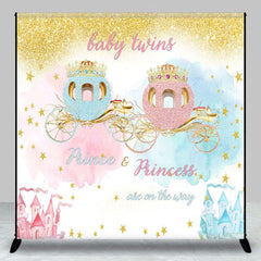 Aperturee - Aperturee Twins Pumpkin Carriage Custom Baby Shower Backdrop