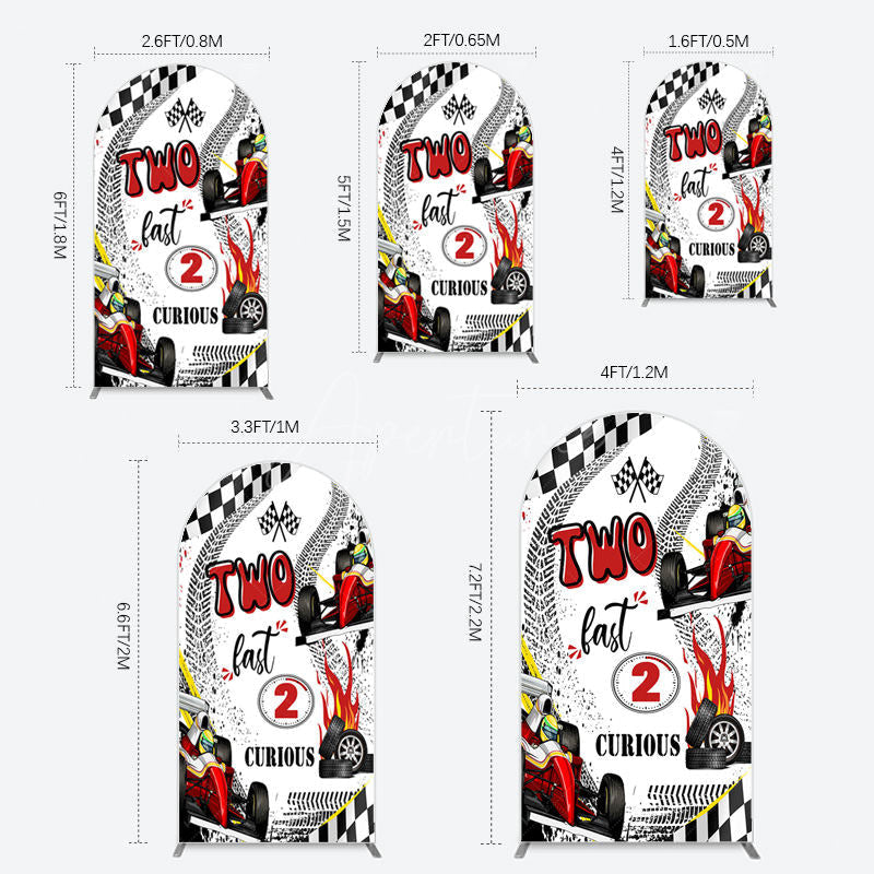 Aperturee - Aperturee Two Fast 2 Curious Racing Birthday Arch Backdrop