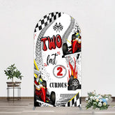 Aperturee - Aperturee Two Fast 2 Curious Racing Birthday Arch Backdrop