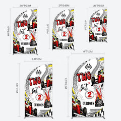 Aperturee - Aperturee Two Fast 2 Curious Racing Birthday Half Moon Arch Backdrop