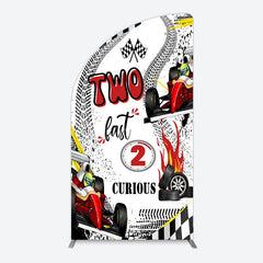 Aperturee - Aperturee Two Fast 2 Curious Racing Birthday Half Moon Arch Backdrop