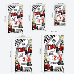 Aperturee - Aperturee Two Fast 2 Curious Racing Birthday Rectangle Backdrop
