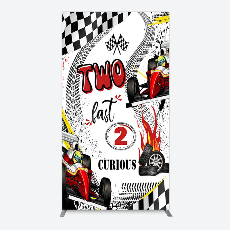 Aperturee - Aperturee Two Fast 2 Curious Racing Birthday Rectangle Backdrop