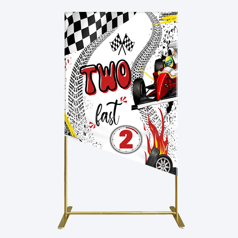 Aperturee - Aperturee Two Fast 2 Curious Racing Birthday Rectangle Backdrop