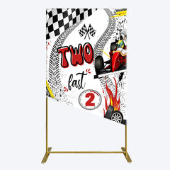 Aperturee - Aperturee Two Fast 2 Curious Racing Birthday Rectangle Backdrop