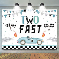 Aperturee - Aperturee Two Fast Racing Car Birthday Backdrop For Boys Sports Party Decor Kids Photo Prop
