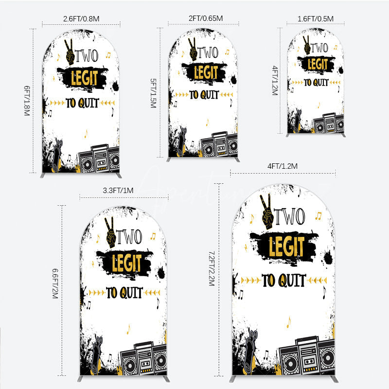 Aperturee Aperturee Two Legit to Quit Birthday Arch Backdrop Second Bday Hip Hop Party Banner 90s Retro Boombox Photo Prop Decor