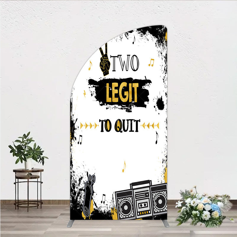 Aperturee Aperturee Two Legit to Quit Birthday Half Moon Arch Backdrop Second Bday Hip Hop Party Banner 90s Retro Boombox Photo Prop Decor