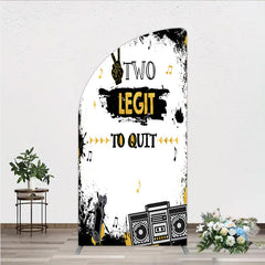 Aperturee Aperturee Two Legit to Quit Birthday Half Moon Arch Backdrop Second Bday Hip Hop Party Banner 90s Retro Boombox Photo Prop Decor