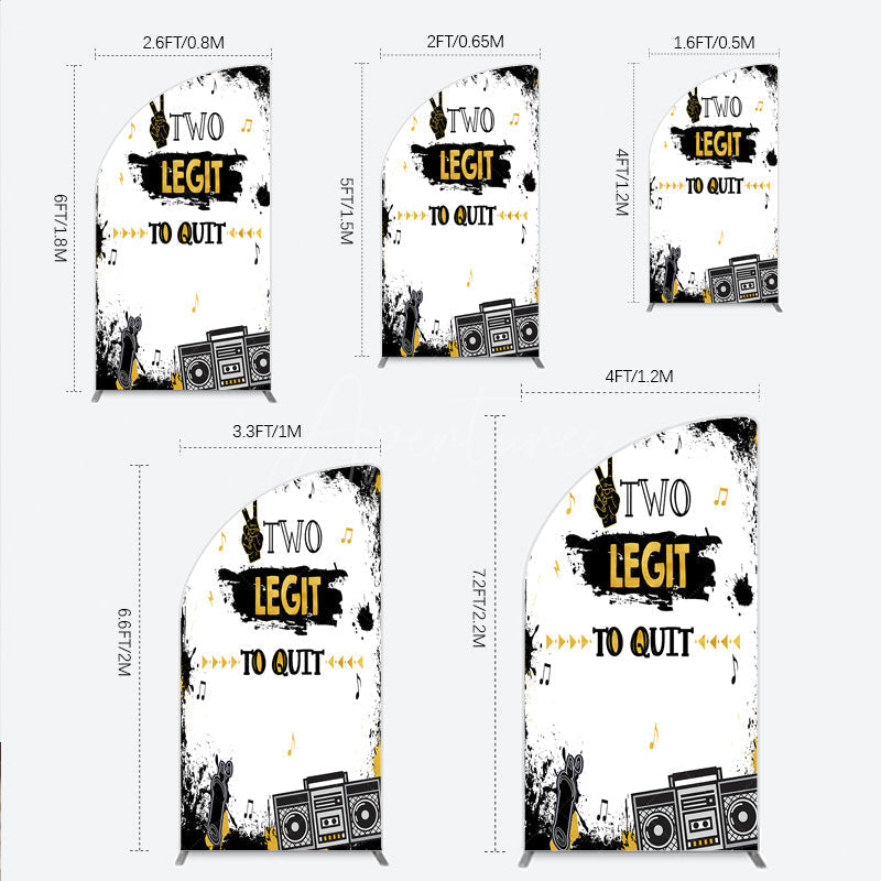 Aperturee Aperturee Two Legit to Quit Birthday Half Moon Arch Backdrop Second Bday Hip Hop Party Banner 90s Retro Boombox Photo Prop Decor