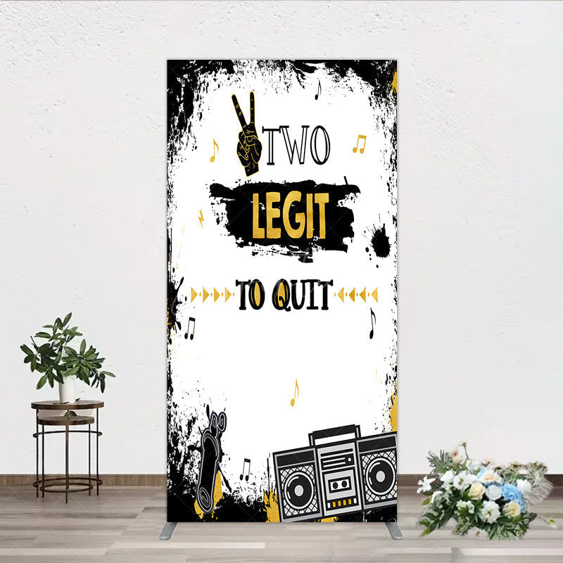Aperturee Aperturee Two Legit to Quit Birthday Rectangle Backdrop Second Bday Hip Hop Party Banner 90s Retro Boombox Photo Prop Decor