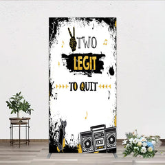 Aperturee Aperturee Two Legit to Quit Birthday Rectangle Backdrop Second Bday Hip Hop Party Banner 90s Retro Boombox Photo Prop Decor