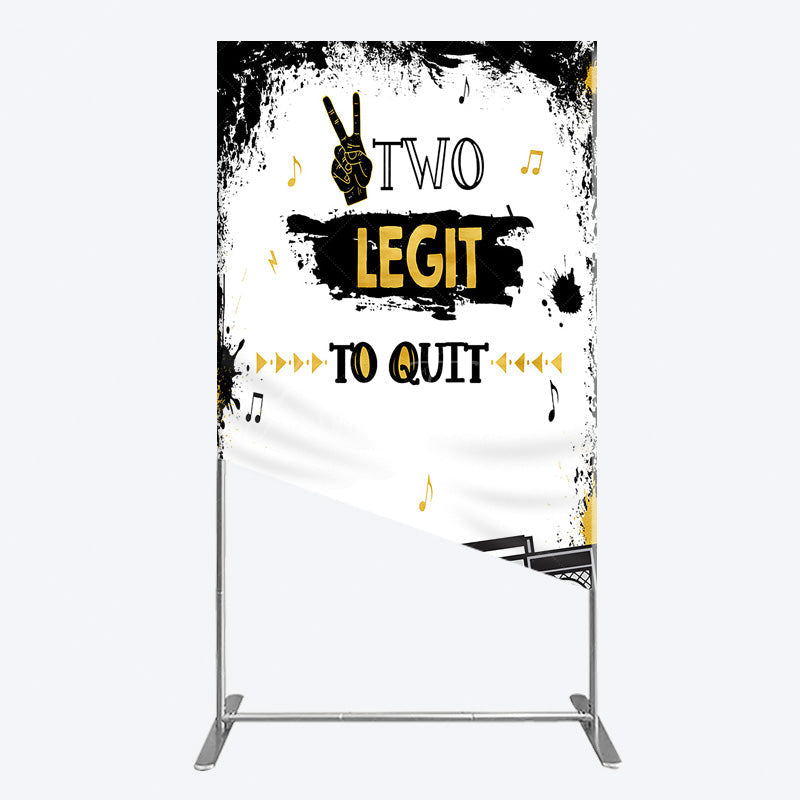 Aperturee Aperturee Two Legit to Quit Birthday Rectangle Backdrop Second Bday Hip Hop Party Banner 90s Retro Boombox Photo Prop Decor