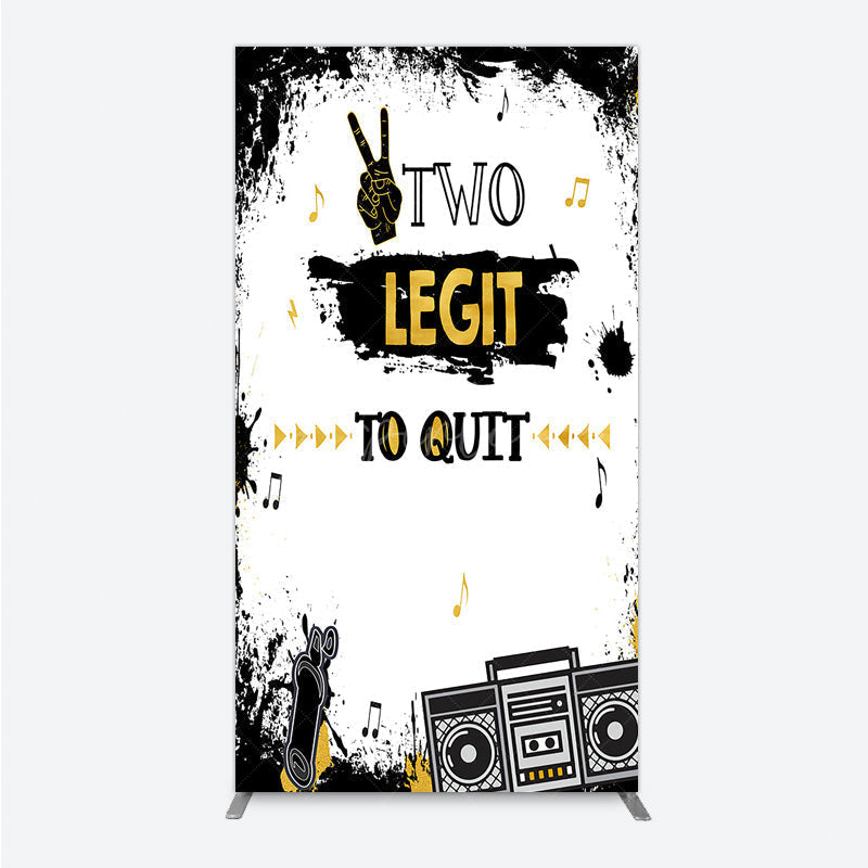 Aperturee Aperturee Two Legit to Quit Birthday Rectangle Backdrop Second Bday Hip Hop Party Banner 90s Retro Boombox Photo Prop Decor