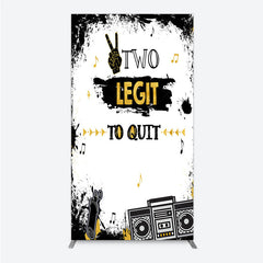 Aperturee Aperturee Two Legit to Quit Birthday Rectangle Backdrop Second Bday Hip Hop Party Banner 90s Retro Boombox Photo Prop Decor